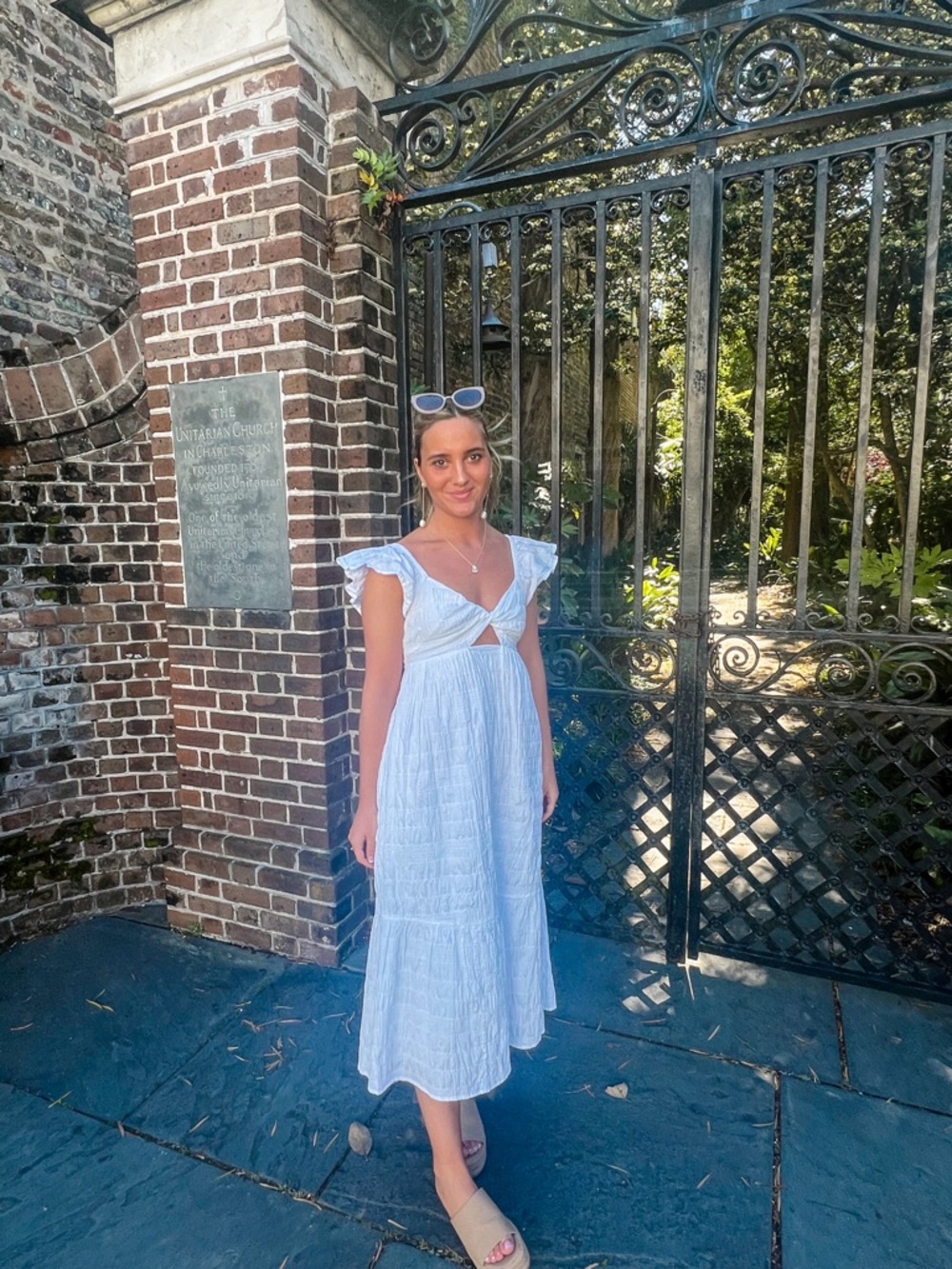Universal Thread Light Blue Tiered Midi Dress with Ruffle Sleeves